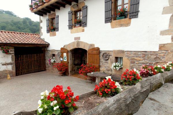 Caserío con flores